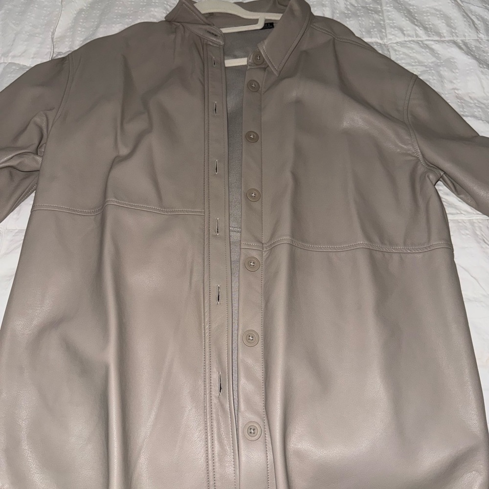 Black Tape_ Taupe Leather Shacket- Never Worn- Excellent Condition